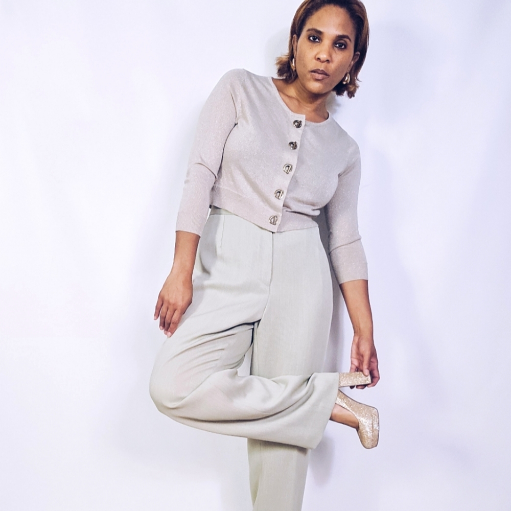 CK Metallic Crop Cardigan